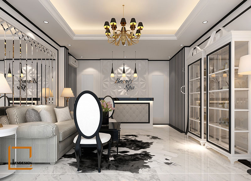 Thiết kế nội thất BEAUTY SPA tông đen trắng sang trọng